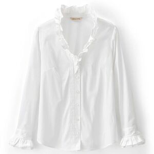 Soft Surroundings Boleyn Cotton Ruffle Blouse